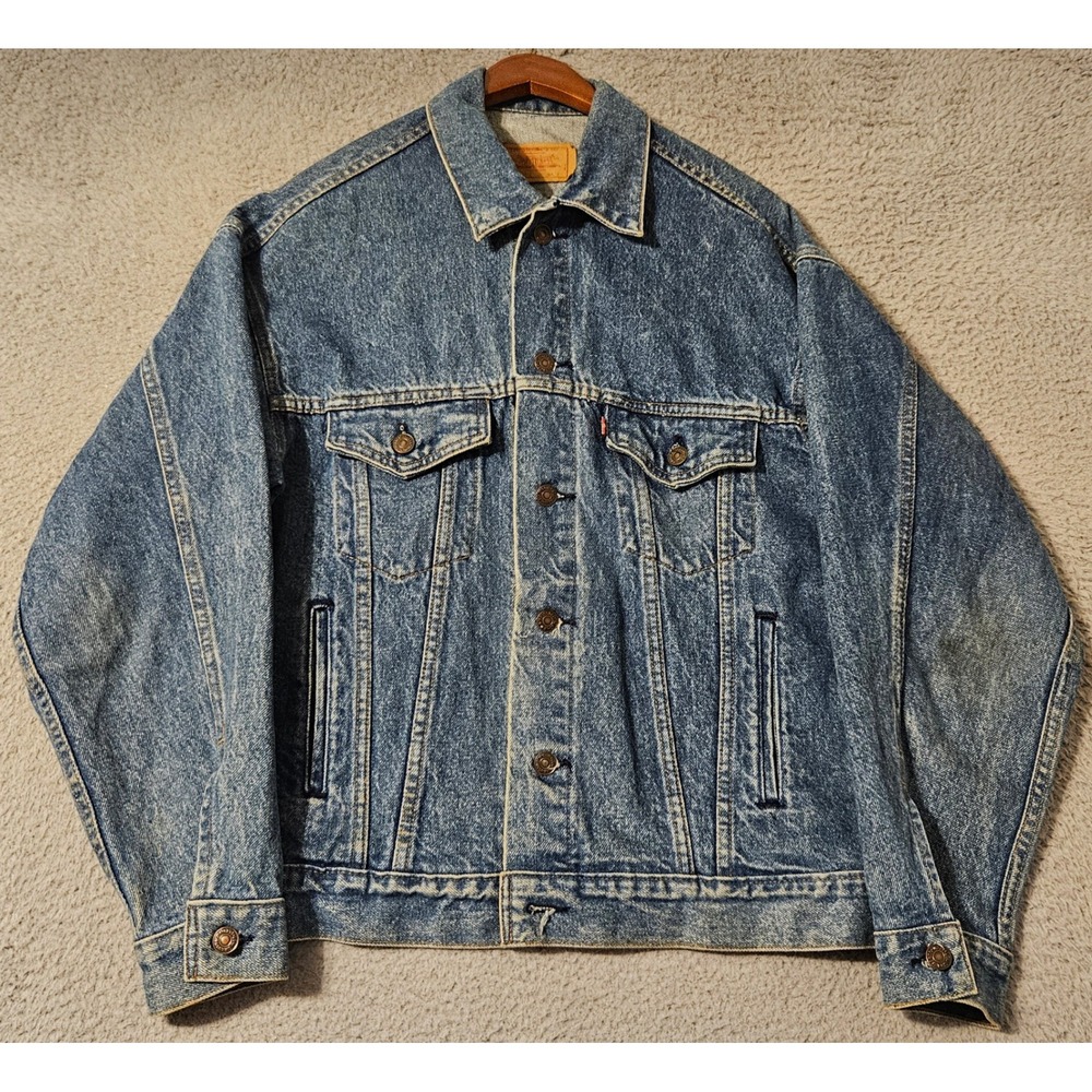 Vintage Levis Jacket Mens Size Medium Blue Denim Trucker Made USA 70507 0214 90s